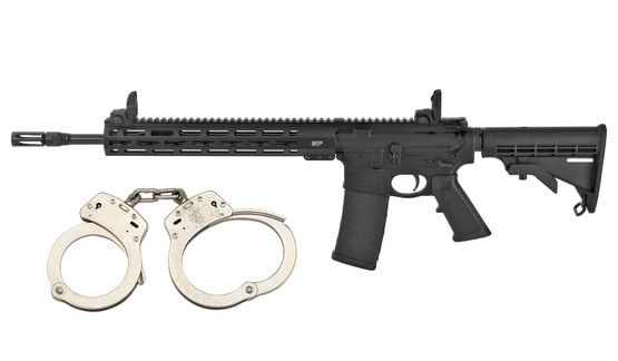 Smith and Wesson M&P 15 semi-auto 5.56 rifle, black.